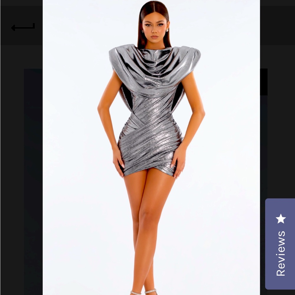Albina Dyla Luxury Dress Brand elegant luxury draped silver dress